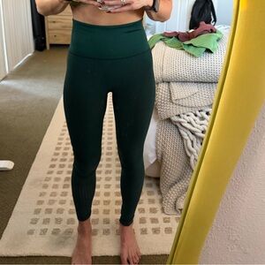 Ribbed Green High-Waisted Leggings